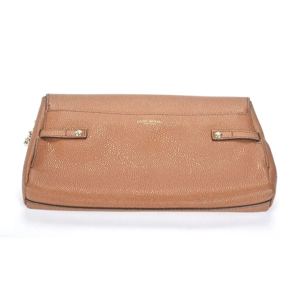 Henri Bendel Brown Pebbled Leather Flap Purse Magnetic Flap Closure - Picture 3 of 10